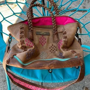 Beautifully worn Catchfly leather purse. See photos for details